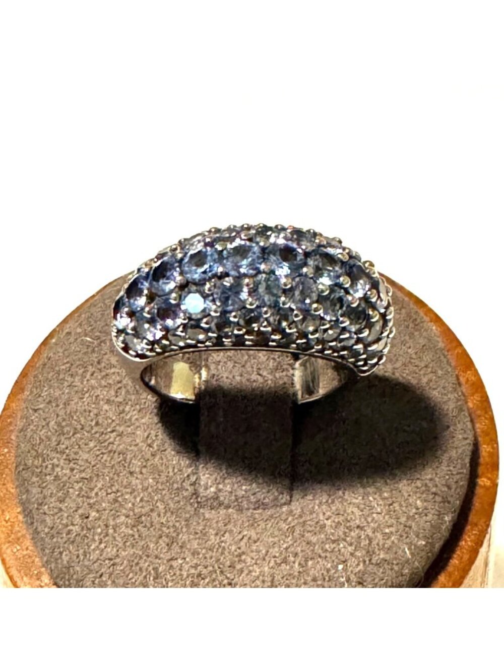Sterling Silver 925 Pale Blue Cubic Zirconia Tapered Band Ring Size 6